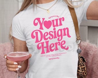 Gildan 5000B Weiß Baby Tee Mockup Y2K Baby Tee Mockup Trendy 90er Jahre Baby Tee Mockup Crop Top Baby Tee Mockup Y2K ästhetik Mockup