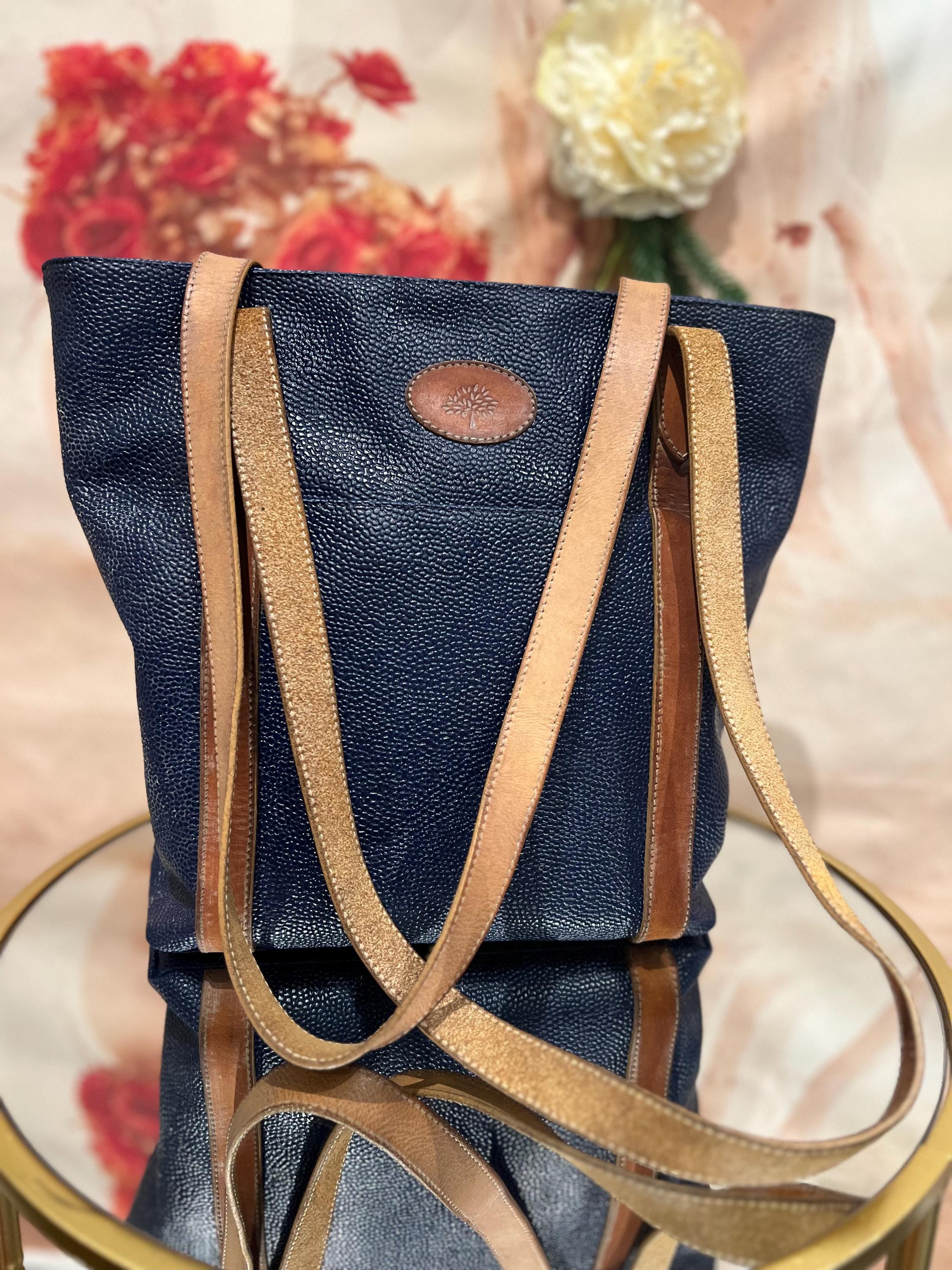 Mulberry Scotchgrain Vintage Tote Bag With Tan Leather Handles Pre loved Good Condition Etsy Ireland