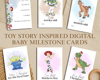Op Toy Story geïnspireerde digitale mijlpaalkaarten voor baby's