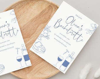 Rustic Wine-Themed Bachelorette Invite | Hand-Drawn Vineyard Party Invitation