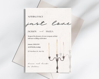 Editable Minimalist Wedding Invitation | Digital Intimate Wedding Invite | Nothing Fancy, Just Love | Intimate Wedding Invitation