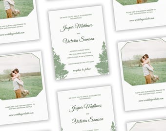 Elegant Outdoor Wedding Invitation | Green & Beige Rustic Theme