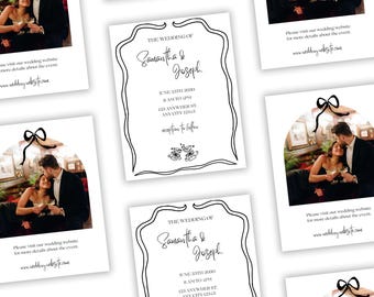 Editable Hand-Drawn Wedding Invitation Template | Black and White Design | Instant Digital Download on Canva