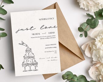 Nothing Fancy, Just Love | Intimate Wedding Invitation