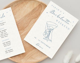 Minimalist Bachelorette Party Invitation & Itinerary: Editable Template
