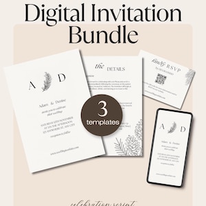 Pacote de convites rústicos para casamento, convites para floresta encantada, suíte florestal para impressão, arquivo digital de pinheiro