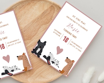 Puppy Birthday Invitation | Dog Birthday Party Invite | Editable Digital Download | Cute Pet-Themed Printable