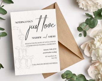 Nothing Fancy, Just Love | Intimate Wedding Invitation