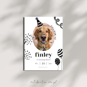 Hunde-Partyeinladung, Welpe-Geburtstagsfeier einladen, Hundeliebhaber-Feiervorlage, bearbeitbare Haustier-Partykarte