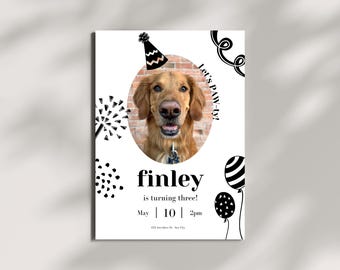 Golden Retriever Birthday Party Invitation: Editable Pet Celebration (Digital Download)