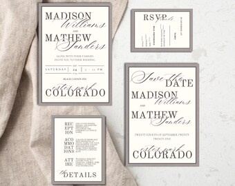 Elegant Wedding Invitation Suite: Minimalist Canva Template (Digital Download)