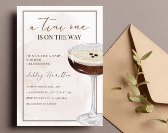 Espresso Martini Baby Shower Invitation: Modern Brunch Theme (Digital Template)