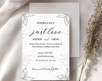 Minimalist Floral Wedding Invitation Template | Elegant Intimate Wedding Invite
