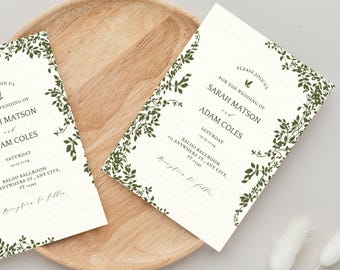 Elegant Greenery Wedding Invitation: Rustic Botanical Template (Digital Download)