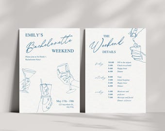 Minimalist Bachelorette Weekend Invitation: Elegant Girls Trip Itinerary (Digital Download)