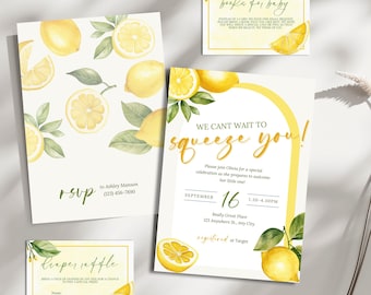 Lemon Baby Shower Invitation: Watercolor Design (Printable, Instant Download)