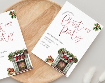 Faire-part de Noël douillet et confortable, modèle modifiable vintage, téléchargement numérique, Holiday Cheer