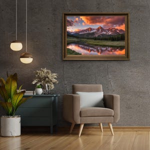 Matte Horizontal Colorado mountain landscape art print has a great Rustic Colorado Rocky Mountain landscape, with a nature scenery printing.