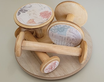 Handmade Wood Spools: Ribbon, Trim & Lace Organizers (Set of 4)