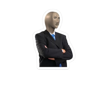 Surprised Stonks Businessman Meme Kiss-Cut Stickers | Funny Office Character Sticker
