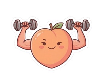 Peach Lifting Weights GYM Girl sticker | Kiss-Cut Sticker