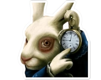 White Rabbit Holding Pocket Watch All Roads Lead To Rome Meme Kiss-Cut Sticker