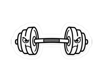 Angry Barbell Mascot Sticker | Kiss-Cut Fitness Decal