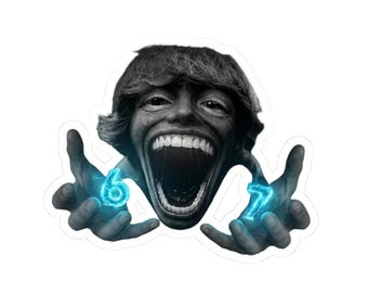 Laughing 6 7 Kid Meme Face Sticker | Kiss-Cut Vinyl Magic Hands Decal