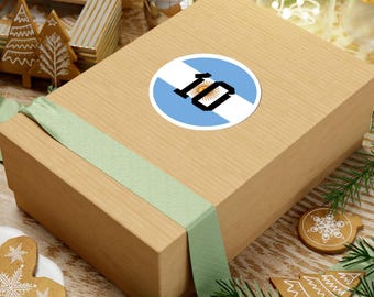 Argentina Flag Number 10 Messi Cup Football/Soccer Player GOAT Sticker | Round Kiss-Cut