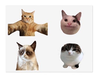 Funny Cat Meme Faces Sticker Sheets | Cute Meme Cat Stickers