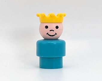 1988 Classic Edition Castle Prince from Fisher Price Little People Set 993 - Hard to Find HTF Rare Plastic Body with Yellow Crown