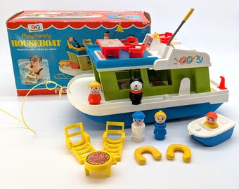 Vintage Fisher Price Little People Houseboat Complete Boxed Set