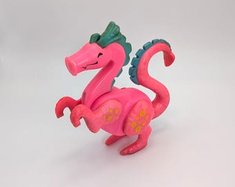 Vintage Fisher Price Pink Castle Well Loved Dragon from Set 993 - Little People Pink Dragon Missing One Ear, Loose Tail