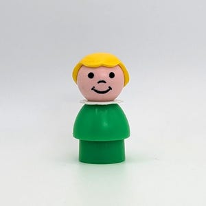 Fisher Price Little People Girl Figure - Green Body | Yellow Hair - Included in 2500 Main Street, 2525 Playground, 2582 Marina Vintage Sets