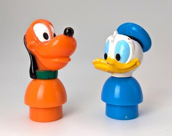 Vintage Illco Disney Little People Pluto & Donald Duck from 1980s | Nostalgic Cake Topper Action Figure 1980 Nostalgic Gift