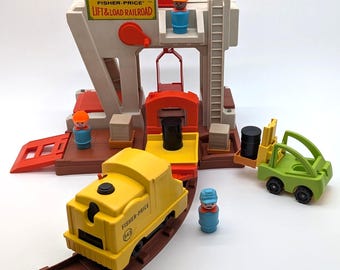 Vintage Fisher Price Little People Lift & Load Railroad #943 Nearly Complete Rare HTF Collector Set | 1980s Fisher Price Retro Train Toy