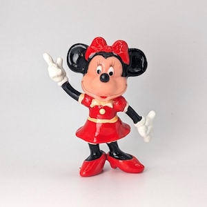 Vintage Disney Minnie Mouse Bow Action Figure | Vintage 1980s Walt Disney Productions | Nostalgic Cake Topper PVC Figure 1980