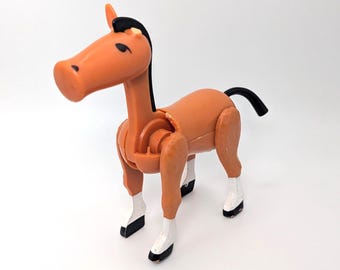 Vintage Fisher Price Brown Horse One Ear Missing | Farm Horse Animal Vintage Clearance Item from 1980s with Shoulder Injury