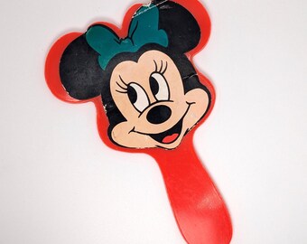 Vintage 1970s Walt Disney Character Minnie Mouse Red Mirror | Nostalgic Toy from 1970s Gift