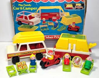 Complete Your Car & Pop-Up Camper #992 Vintage Fisher Price Little People Set - Replacement Figures and Pieces Sold Individually