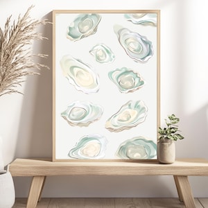 Oyster Shell Painting, Beach House Wall Art, Coastal Kitchen Decor, Printable Wall Art, Housewarming Gift, Watercolor Oyster Shell Art Print