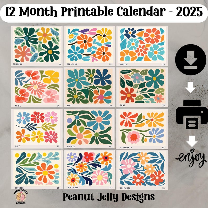 2025 Calendar Printable,printable Calendar,boho Calendar 2025,wall