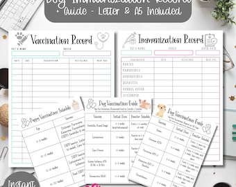 Pet Health Record, Puppy Vaccination Checklist, Dog Records Tracker, Pet Shot Record, Vaccination Guide, Pet Printable, Digital Download PDF
