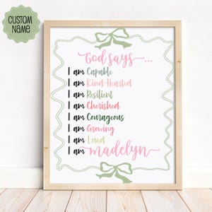 Personalized Girls Affirmation Print: Christian Nursery Decor (Digital Download