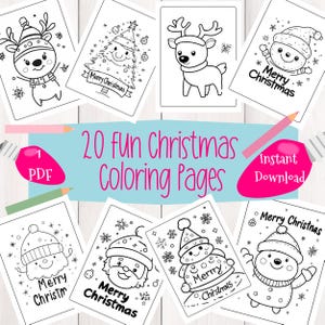 Christmas Coloring Pages, Coloring Pages for Kids, Kids Christmas Coloring Pages, Christmas Activity, Christmas Printable, Instant Download