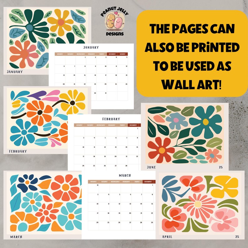 2025 Calendar Printable,printable Calendar,boho Calendar 2025,wall