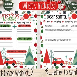 Kinder Weihnachtswunschliste druckbare, Weihnachtsgeschenkliste druckbare, bearbeitbare Kinderbrief an Weihnachtsmann, personalisierte Weihnachtswunschliste, sofortiger Download