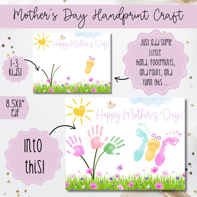 Handprint Art, Mothers Day Printable Craft for Kids, Handprint Crafts ...