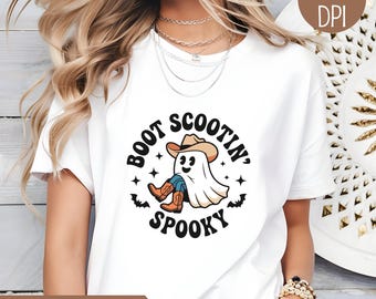 Spooky Cowgirl Ghost PNG: Retro Western Halloween Sublimation Design (Digital Download)