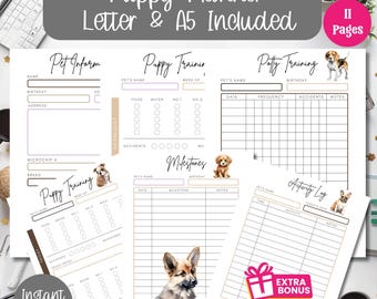 Printable Puppy Planner: Pet Health & Training Tracker (PDF)